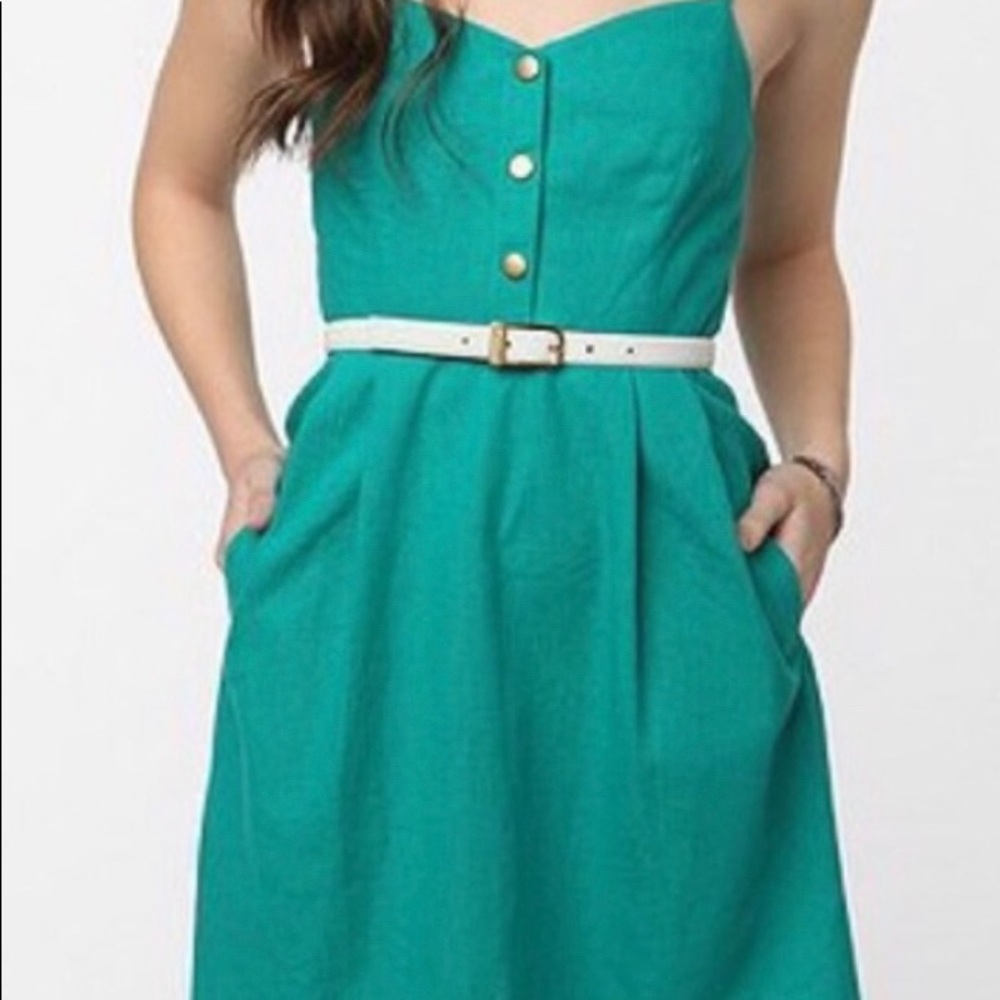 Green Linen COPE Dress (Urban Outfitters) Size M
